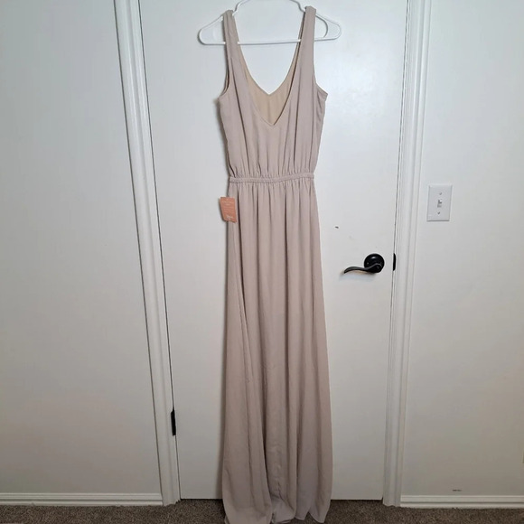 NEW Show Me Your MuMu Dusty Pink Grey Feminine Bridesmaid Maxi Dress Size Small - Picture 5 of 10